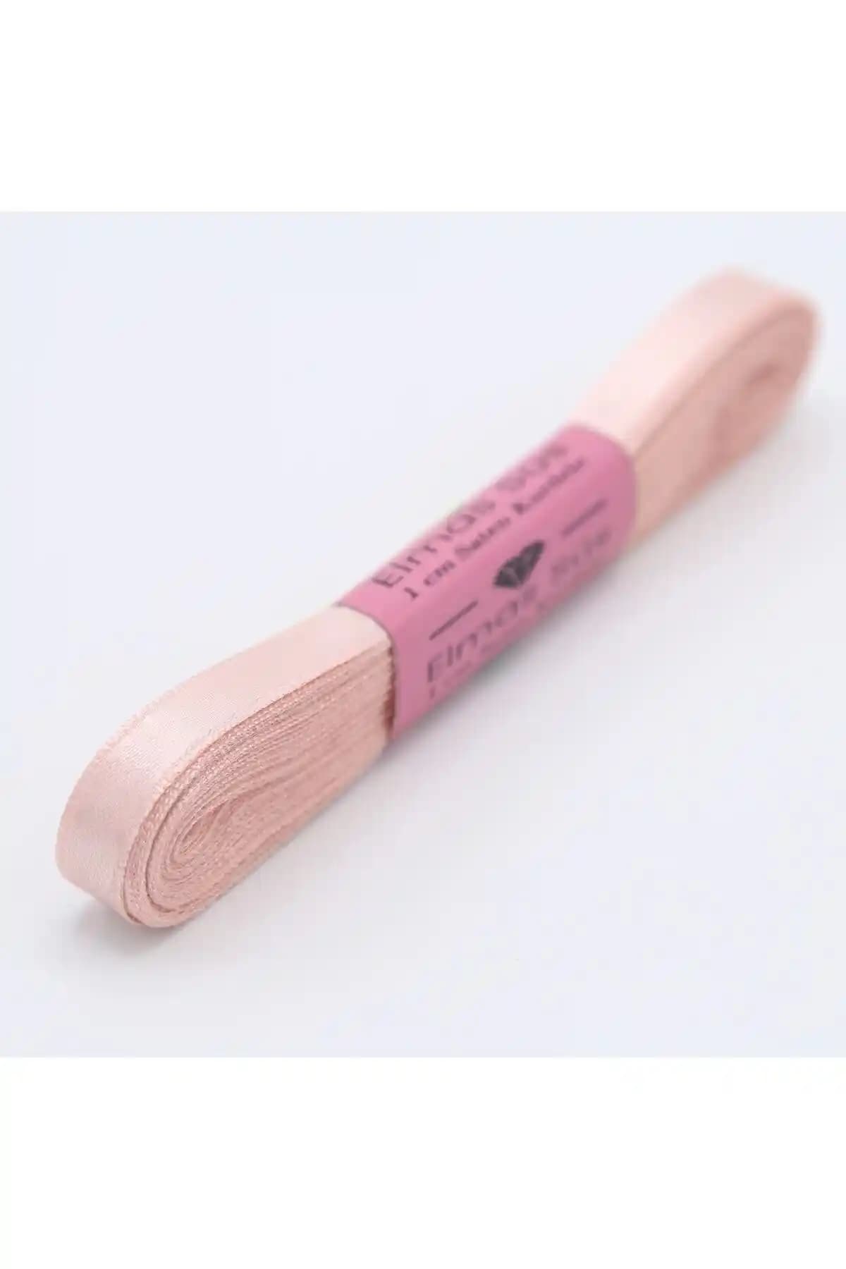 Elmas Pudra Saten Kurdele 1cm 10m Pembe Zarif Dekoratif Malzeme