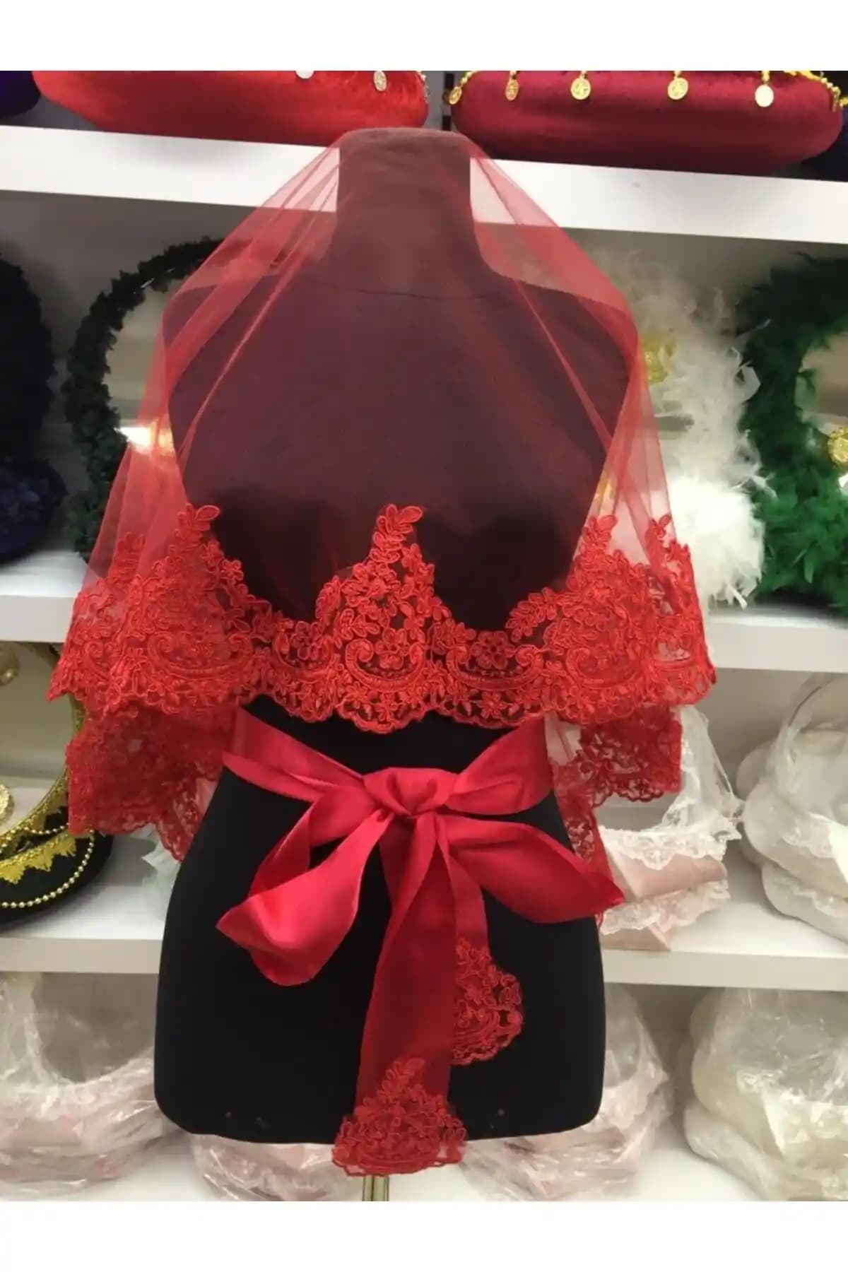 KÖKSAL Kırmızı Dantelli Gelin Duvak Eldiven Kuşak Tam Set Ürün Tanıtımı ve Özellikleri