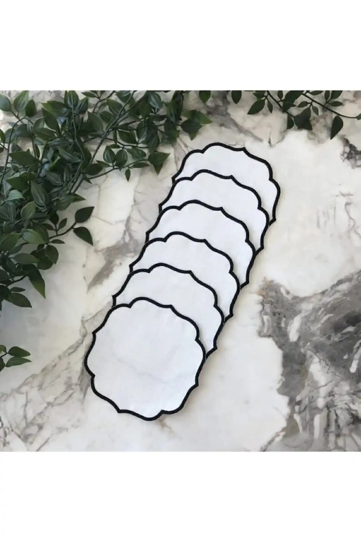 Kristal Tasarım Siyah 6'lı Kokteyl Peçetesi Şık ve Dayanıklı Tasarım