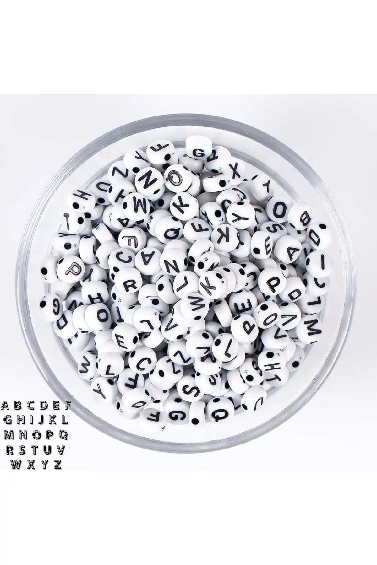 Yüksek Kalite Yassı Harf Boncuk Seti El İşleri ve Takı Tasarımı İçin Uygun