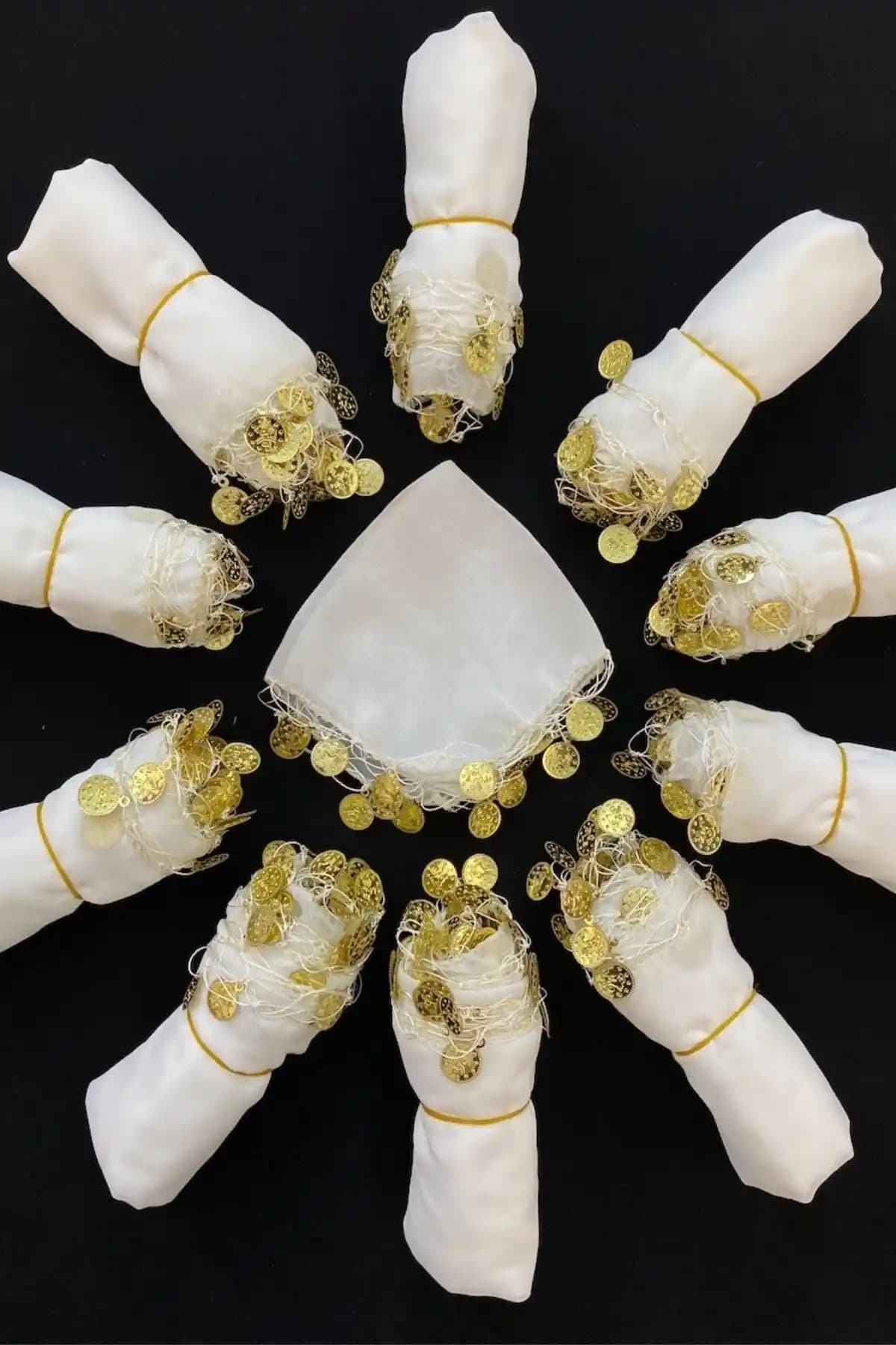 ZEYMERADE Beyaz Şifon Gelin Damat Halay Mendili Düğün ve Özel Günler İçin Şık ve Kullanışlı Alternatif