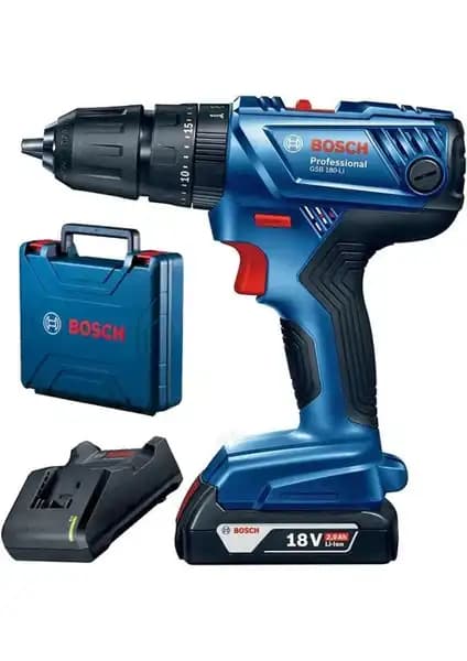 Bosch GSB 180 Li 18V 2Ah Tek Akülü Darbeli Matkap Profesyonel Performans ve Taşınabilirlik