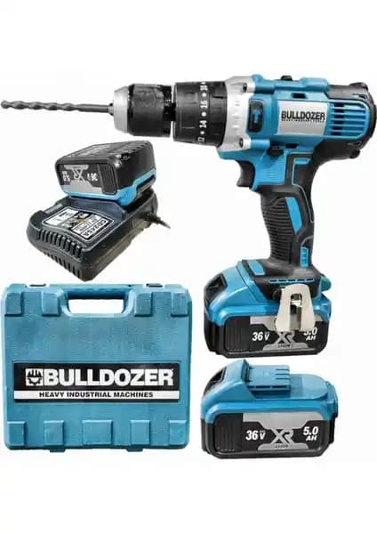 Bulldozer 36V 5AH Metal Mandren Darbeli Çift Akülü Vidalama Profesyonel ve Hobi Kullanımı İçin