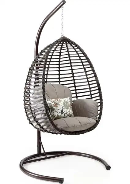 Capri Swing Gümbet Tekli Rattan Bahçe ve Balkon Salıncağı Modern Tasarım ve Dayanıklı Yapı