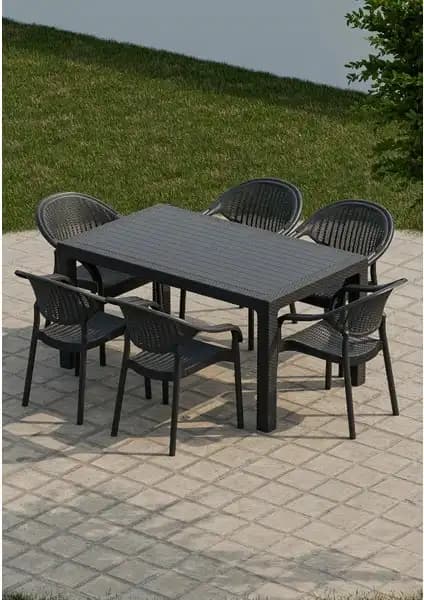Çavdar Group 90x150 cm Rattan Masa Takımı Bahçe ve Dış Mekanlar İçin Dayanıklı Tasarım