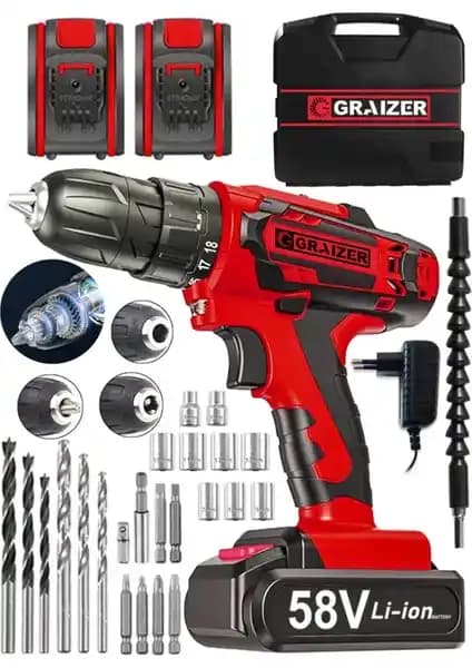 Graizer V-Tec 58V Çelik Matkap ve Vidalama Cihazı Performans ve Özellikleri