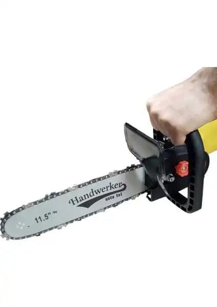 Handwerker Yağ Depolu Avuç Taşlama Zincirli Testere Aparatı 35 cm ile Çok Yönlü Ahşap Kesim Çözümü