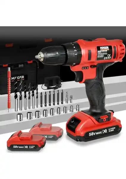 Mager Alman 58 Watt 8 Ah Metal Şanzıman Düşük Torklu Çift Akülü Vidalama Matkap Özellikleri