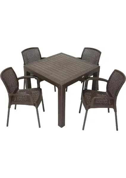Mandella Elit Rattan 90x90 Defne Koltuk ve Masa Takımı İç ve Dış Mekanlar İçin Dayanıklı Tasarım
