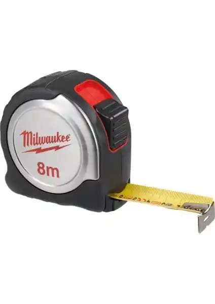 Milwaukee Alüminyum Şerit Metre 8mt 25mm Yüksek Dayanıklılık ve Hassasiyetle Tasarlandı