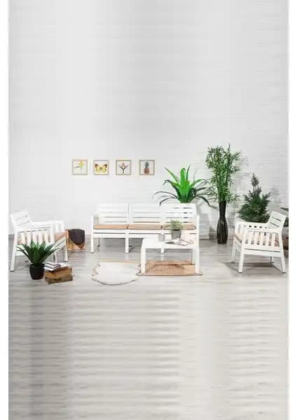 Mobetto Lara 3+1+1+S Balkon Bahçe Oturma Grubu Beyaz, Dayanıklı ve Şık Tasarım