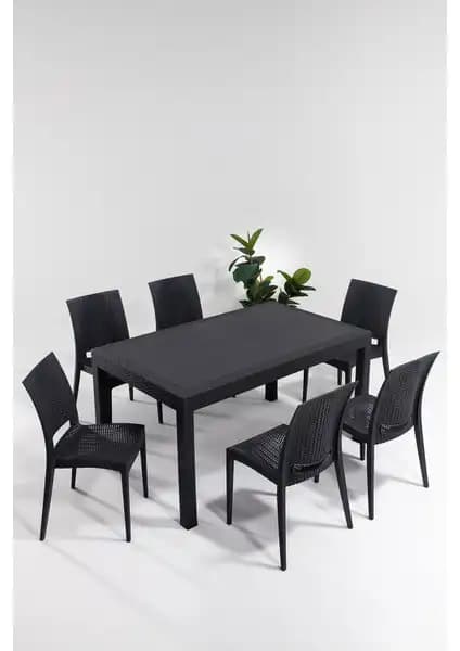 Mobetto Rattan Bahçe ve Teras Masa Seti 90x150 Çevre Dostu ve UV Dayanıklı Tasarım