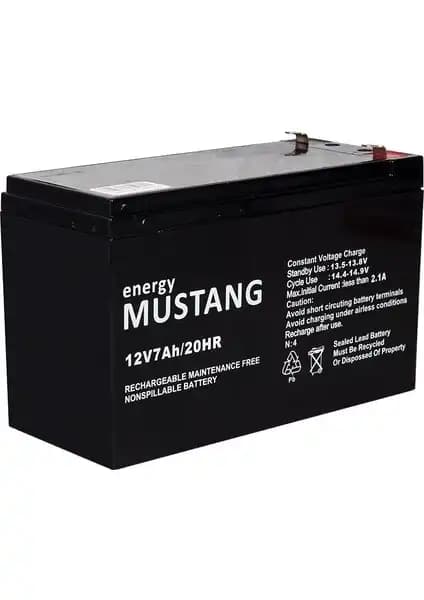 Mustang 12V 7A Bakımsız Kuru Akü - Uzun Ömürlü ve Güçlü Enerji Kaynağı