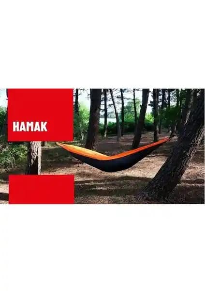 North Pasific Turuncu Siyah Hamak Doğa ve Kamp İçin Dayanıklı ve Pratik Kullanım