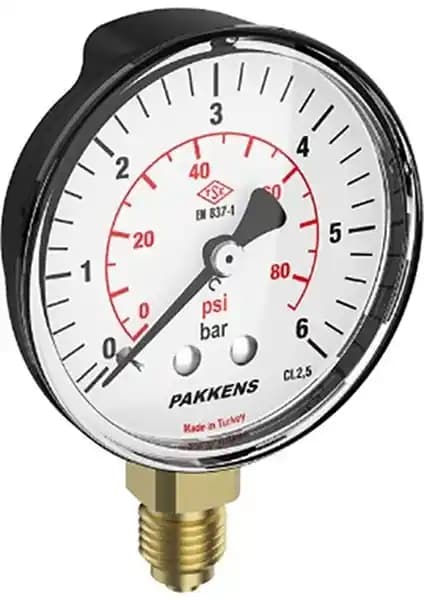Pakkens 63 mm 100 Bar Alttan Bağlantılı Güvenilir Endüstriyel Basınç Manometresi