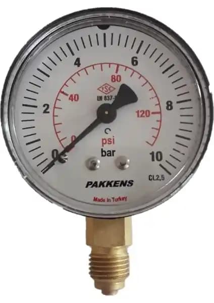 Pakkens 63 Mm Manometre 0-10 Bar Güçlü ve Hassas Endüstriyel Basınç Ölçüm Aracı