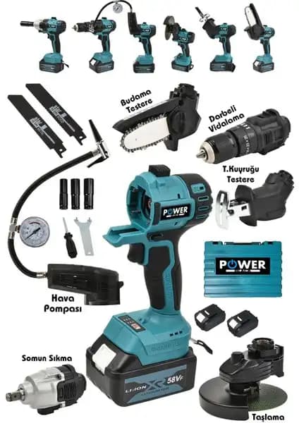 Power Black Kablosuz 6'lı Pro Set: Çok Yönlü ve Güçlü El Aletleri Takımı