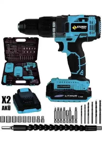 Sturdy 58V 6AH Metal Sanzumanlı Setli Darbeli Li-ion Çift Akülü Matkap İncelemesi
