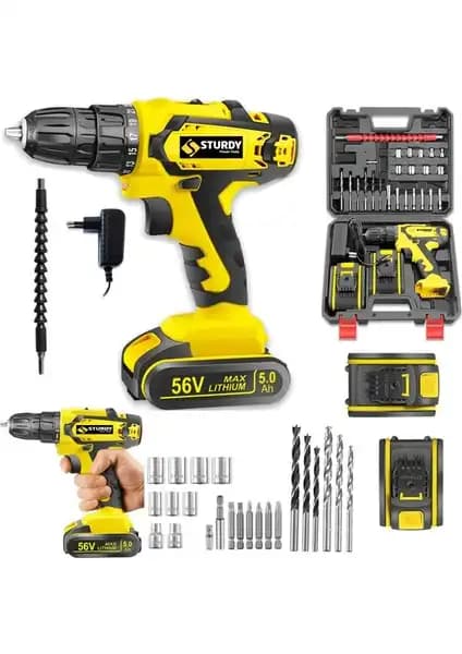 Sturdy Japon Teknolojili 58V 8AH Çift Akülü Metal Şanzıman Elektrikli Matkap