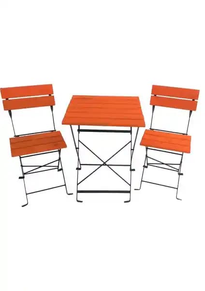 Zemes Design Ahşap Katlanır Masa ve Sandalye Takımı Bahçe ve Balkon İçin Uygun