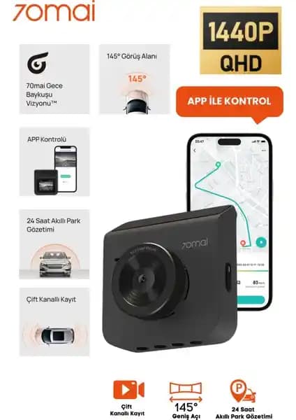 70MAI A400 Dashcam ile Araç Güvenliğinizi Artırın Yüksek Çözünürlük ve Gelişmiş Özellikler