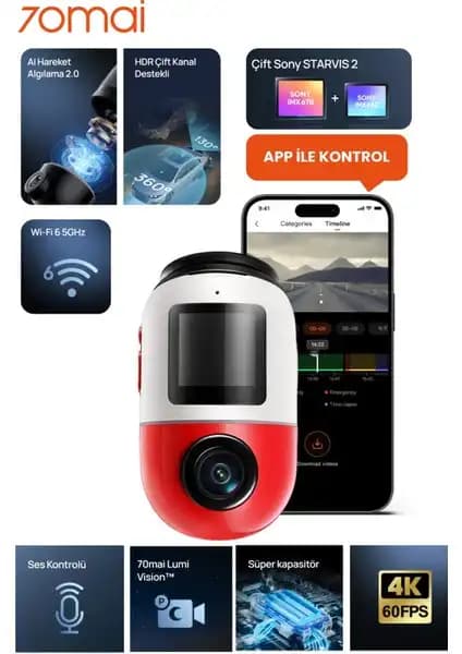70MAI Omni X800 Dash Cam Yüksek Çözünürlük ve Çok Yönlü Güvenlik Özellikleriyle