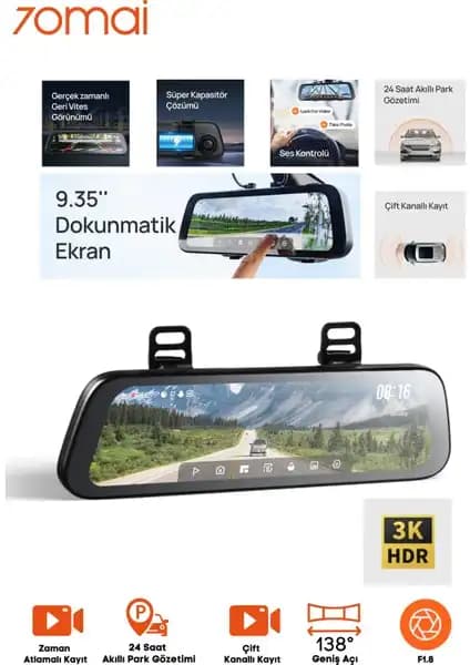 70MAI Rearview Dash Cam S500 Set 2024 Gelişmiş Güvenlik ve Yüksek Performanslı Araç Kamerası