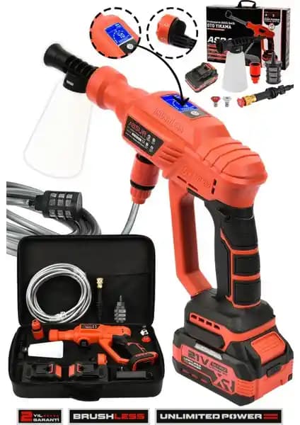Assur 21V Kömürsüz Motor Yüksek Basınçlı Akülü Oto Yıkama Makinesi Özellikleri ve Kullanım Alanları