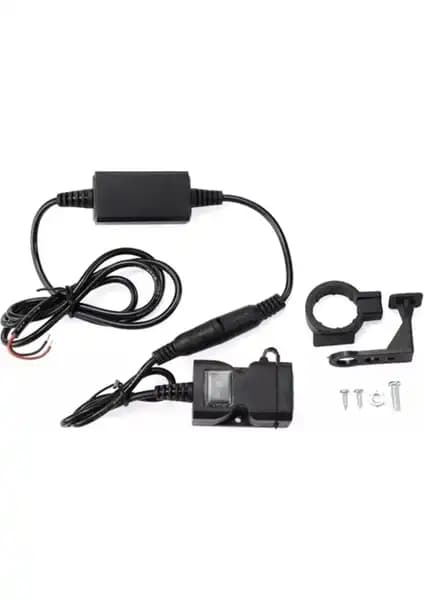 Autoline Motosiklet USB Şarj Çift Port 12V Su Geçirmez, Dayanıklı ve Kolay Kullanımlı