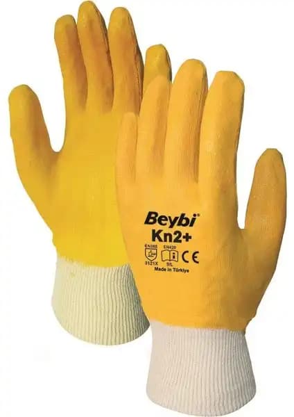 Beybi KN2 Plus 12 Çift Sarı Nitril İş Eldivenleri Endüstriyel Güvenlik ve Konfor Sağlar