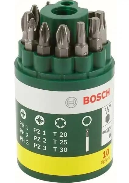 Bosch Diy 10 Parçalı Vidalama Ucu Seti Profesyonel ve Hobi Kullanıcıları İçin Uygun