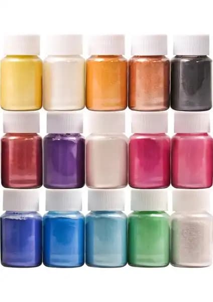 Brtrkimya 15 Renk Sedefli Epoksi Metalik Toz Pigment Seti Yaratıcı Sanat ve Dekorasyon İçin