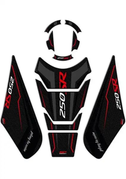 CF Moto 250 SR 2020-2024 Uyumlu Siyah Kırmızı Tank Pad Seti Koruma ve Estetik