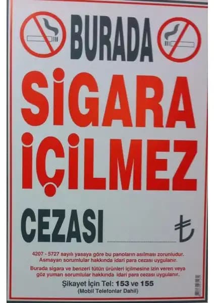 Dilman Sigara İçilmez Levhası 50x70 cm Güvenlik ve Yasal Uyum İçin Uygun Bir Seçenektir