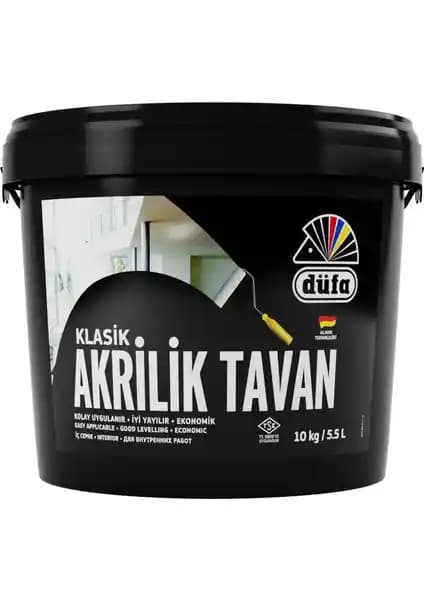 Düfa Klasik Tavan Boyası Akrilik Beyaz 10 kg - Yüksek Kalite ve Estetik İçin Uygun