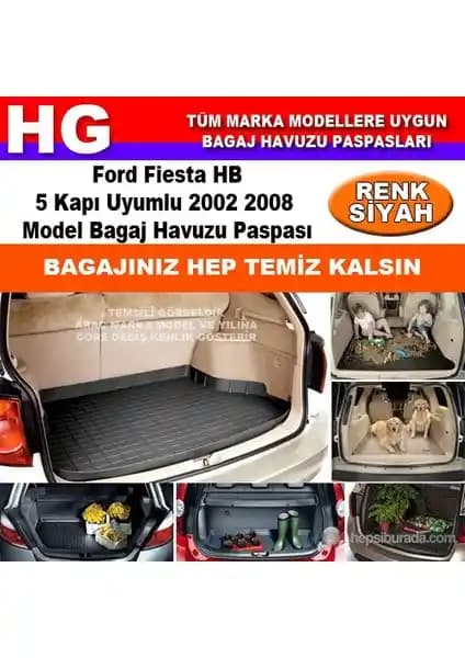 Ford Fiesta 2002-2008 İçin Siyah Bagaj Havuzu Paspası Dayanıklı ve Kolay Temizlenebilir