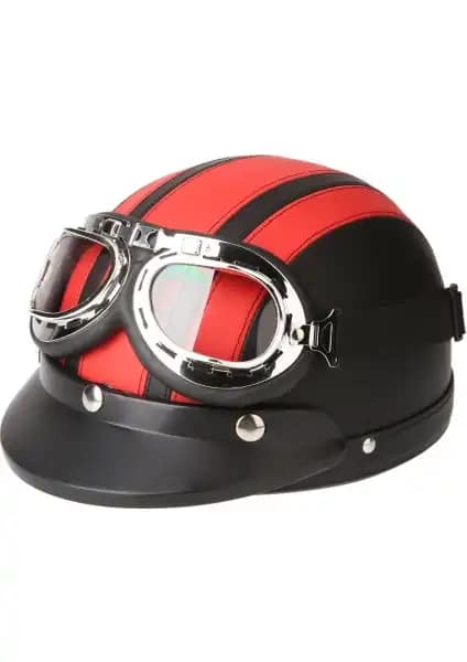 Gahome Motosiklet Scooter Deri Açık Kask Güvenlik ve Şıklık Bir Arada