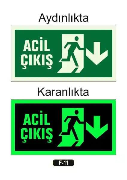 Gündoğdu Fosforlu Acil Çıkış Yön Levhası F-11 Güvenlik ve Yönlendirme Çözümü