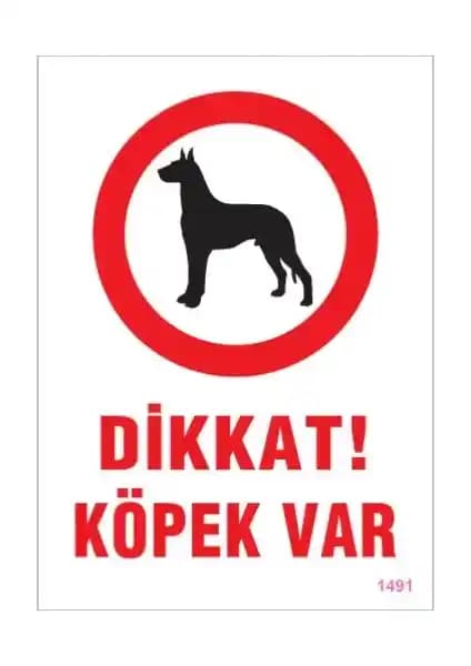 Güvenlik ve Uygunluk İçin Dayanıklı Köpek Uyarı Levhası 25x35 cm PVC Malzeme