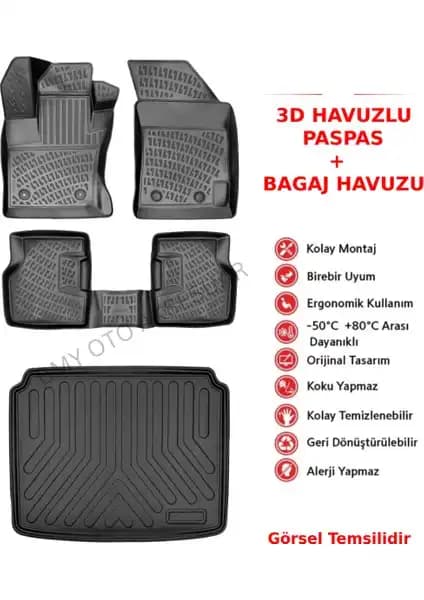 Honda HR-V 2022 Sonrası İçin Uygun 3D Paspas ve Bagaj Havuzu Aksesuarları