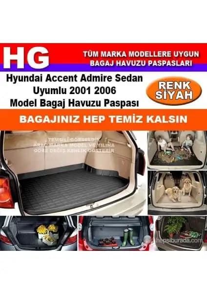 Hyundai Accent Admire 2001-2006 İçin Siyah Bagaj Havuzu Paspası Özellikleri ve Kullanımı