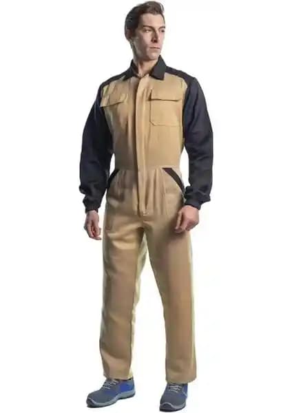 İş Tulumu-Eko Bej Siyah Dayanıklı ve Rahat Çalışma Kıyafeti Seçenekleri