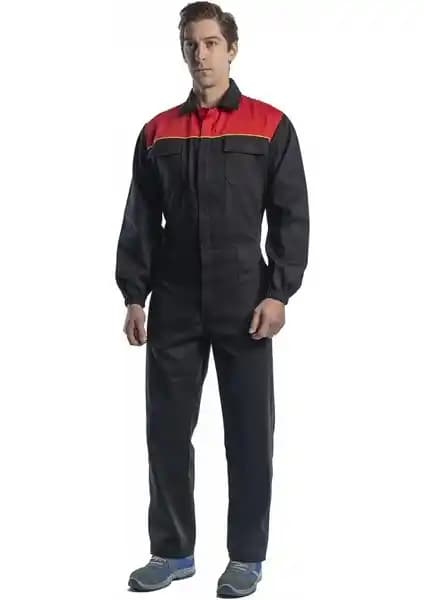 İş Tulumu Siyah-Kırmızı Tasarım ve Fonksiyonellik Özellikleri 2023