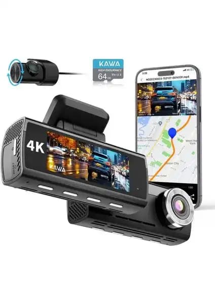 Kawa D8 4K ve 1080P Çift Kameralı Araç Kamerası Güvenlik ve Kayıt Çözümü