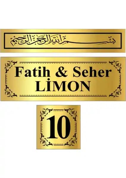 Lim10 3'lü Metal Kapı İsimliği ve Numarası Seti Modern ve Dayanıklı Tasarım