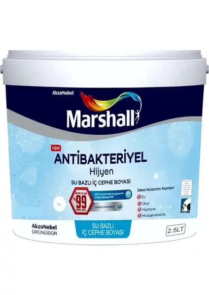 Marshall Antibakteriyel Hijyen Silinebilir İç Cephe Boyası 2.5Lt ile Temizlik ve Sağlık Güvencesi