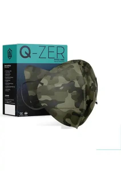 Medizer Qzer Yeşil Kamuflaj Desenli FFP2 N95 Maske Güvenli ve Konforlu Koruma Sağlar
