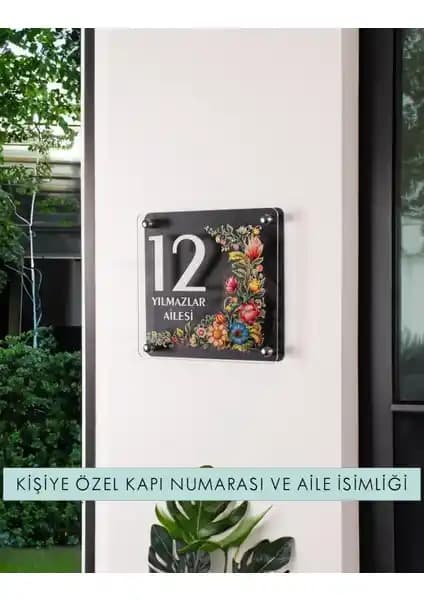 Morimora Kişiye Özel Çiçek Desenli Zarif Daire Kapı Tabelası Dış Mekan Dayanıklı ve Estetik Tasarım