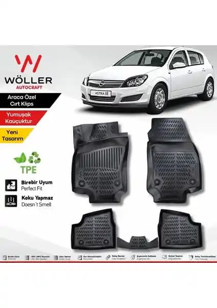 Opel Astra H 2004-2013 İçin Dayanıklı 3D Havuzlu Wöller Paspasları