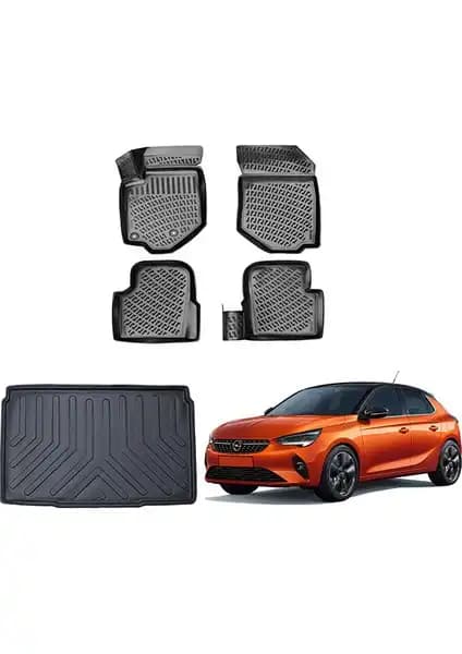 Opel Corsa F 2020 ve sonrası için Rizline özel tasarım 3D paspas ve bagaj havuzu
